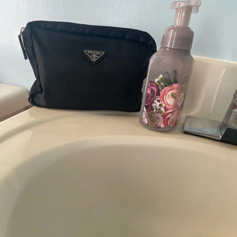 Prada Black Cosmetic Bag Nylon Structured Design - Picture 1 of 5